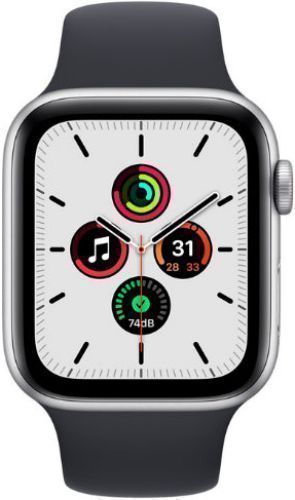 Apple Watch SE 1st Gen (2020) (GPS) - 32GB - 44mm - Silver Aluminum Case with Black Rubber Sport Band