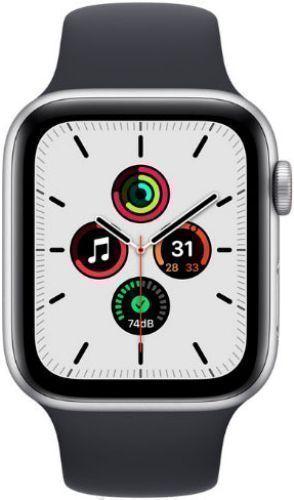 Apple Watch SE 1st Gen (2020) (GPS) - 32GB - 44mm - Silver Aluminum Case with Midnight Rubber Sport Band