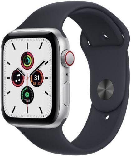 Apple Watch SE 1st Gen (2020) (GPS) - 32GB - 44mm - Silver Aluminum Case with Midnight Rubber Sport Band