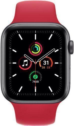 Apple Watch SE 1st Gen (2020) (GPS) - 32GB - 44mm - Space Grey Aluminum Case with Red Textile Sport Band