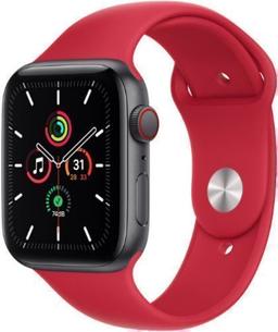 Apple Watch SE 1st Gen (2020) (GPS) - 32GB - 44mm - Space Grey Aluminum Case with Red Textile Sport Band