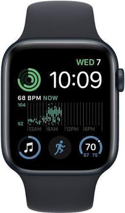 Apple Watch SE 2nd Gen (2022) (GPS) - 32GB - 44mm - Midnight Aluminum Case with Midnight Rubber Sport Band - Small/Medium Size
