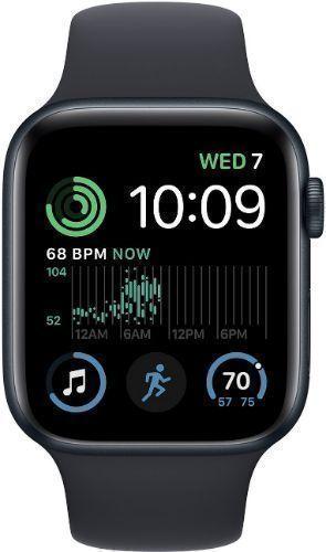 Apple  Watch SE (2022) - 32GB - Midnight-Aluminum-Sport Band-Midnight - GPS - 40mm - Midnight - Aluminum - Midnight - Sport Band - Small/Medium Size - Rubber - Excellent