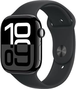 Apple Watch Series 10 (GPS) - 64GB - 42mm - Jet Black Aluminum Case with Black Rubber Sport Band - One Size