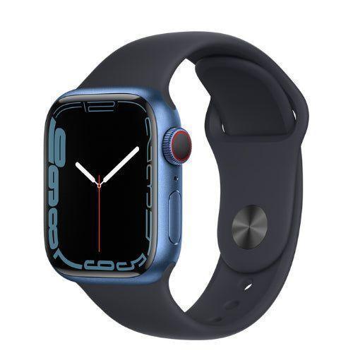 Apple Watch Series 7 (GPS) - 32GB - 41mm - Blue Aluminum Case with Midnight Textile Sport Band