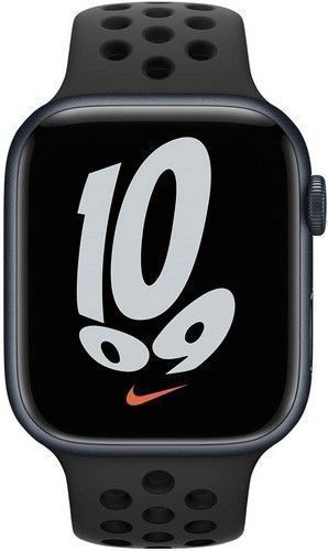 Apple Watch Series 7 (Cellular + GPS) - 32GB - 45mm - Midnight Nike (Aluminum) Case with Black Rubber Nike Sport Band