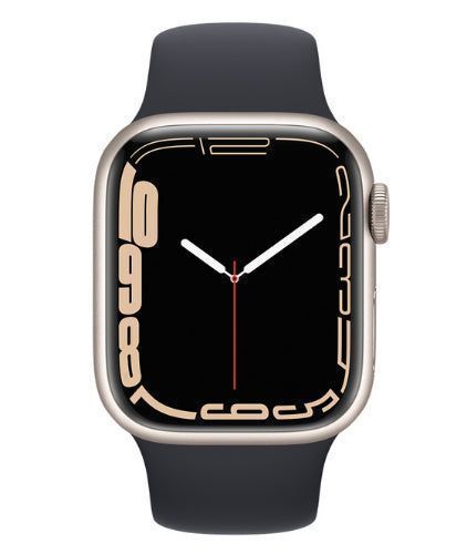 Apple Watch Series 7 (Cellular + GPS) - 32GB - 45mm - Starlight Aluminum Case with Midnight Rubber Sport Band