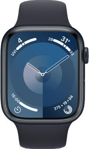 Apple  Watch Series 9 - 64GB - Midnight-Aluminum-Sport Band-Midnight - GPS - 41mm - Midnight - Aluminum - Midnight - Sport Band - Small/Medium Size - Rubber - Excellent