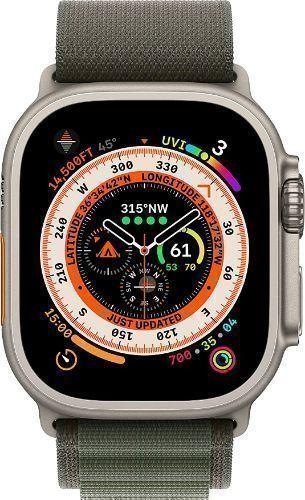Apple  Watch Ultra - 32GB - Cellular + GPS - 49mm - Titanium - Titanium - Green - Alpine Loop Band - Medium Size - Textile - Excellent