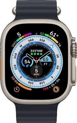 Apple Watch Ultra (Cellular + GPS) - 32GB - 49mm - Titanium Titanium Case with Midnight Rubber Ocean Band - Medium Size
