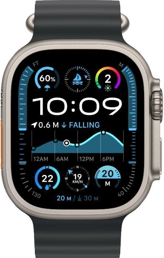 Apple  Watch Ultra 2 - 64GB - Cellular + GPS - 49mm - Titanium - Titanium - Black - Ocean Band - Medium Size - Rubber - Premium