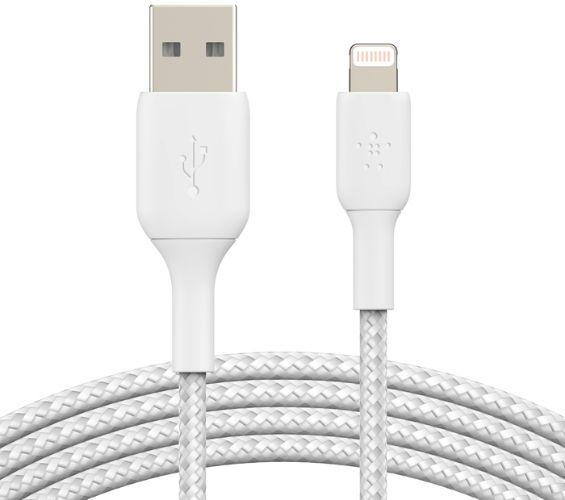 Belkin  BOOST↑CHARGE™ Braided USB-A to Lightning Cable - White (1M) - Brand New