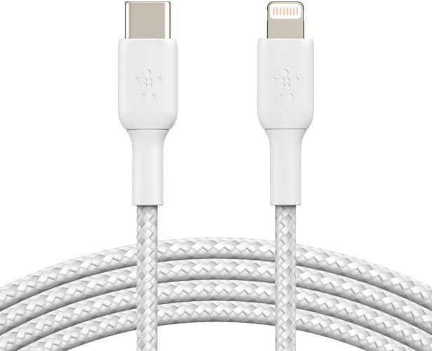 Belkin  BOOST↑CHARGE™ Braided USB-C to Lightning Cable - White (2M) - Brand New