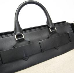 Burberry Leather Canvas Handbag Shoulder Bag