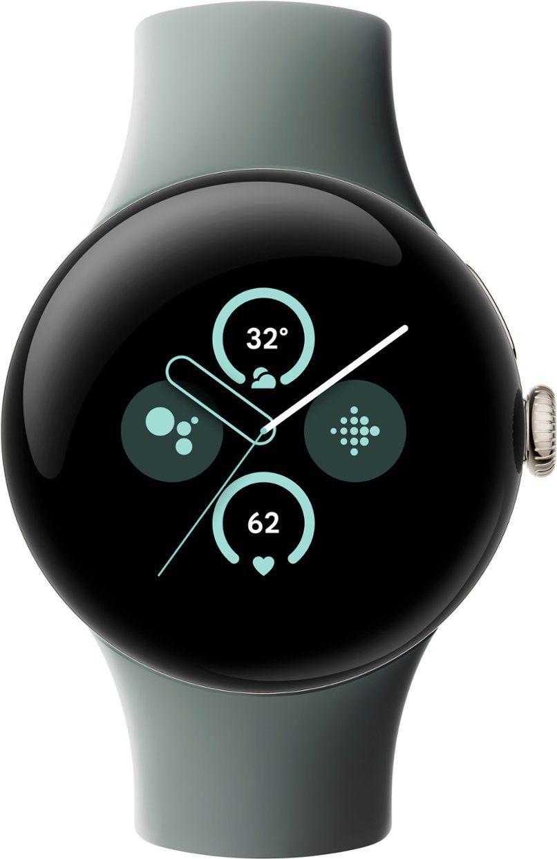 Google  Pixel Watch 2 - 32GB - Bluetooth - 1.2 inch - Champagne Gold - Aluminum - Hazel - Active Band - Fluoroelastomer - Excellent