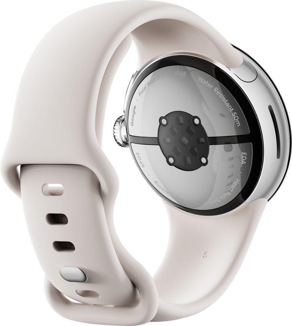 Google Pixel Watch 2 (Bluetooth) - 32GB - 1.2 inch - Polished Silver Aluminum Case with Porcelain Fluoroelastomer Active Band