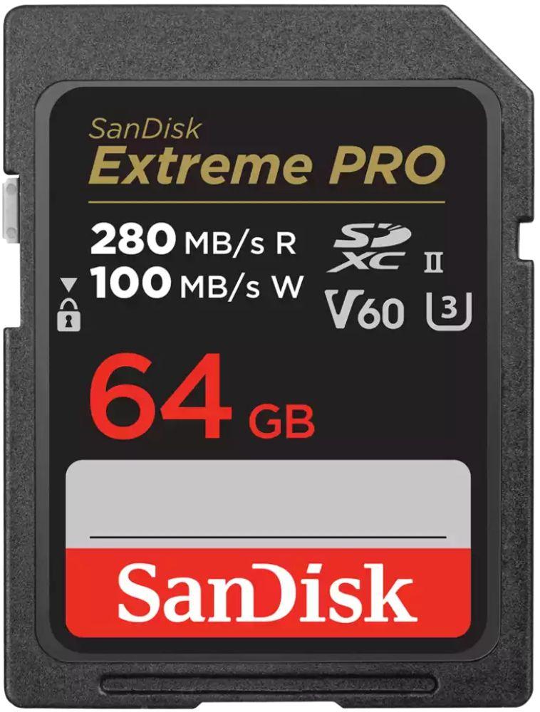 SanDisk  Extreme Pro SDXC UHS-II Memory Card (280MB/s) - 64GB - Black - Brand New